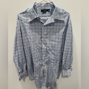 Men’s Ralph Lauren purple and blue plaid button down dress shirt